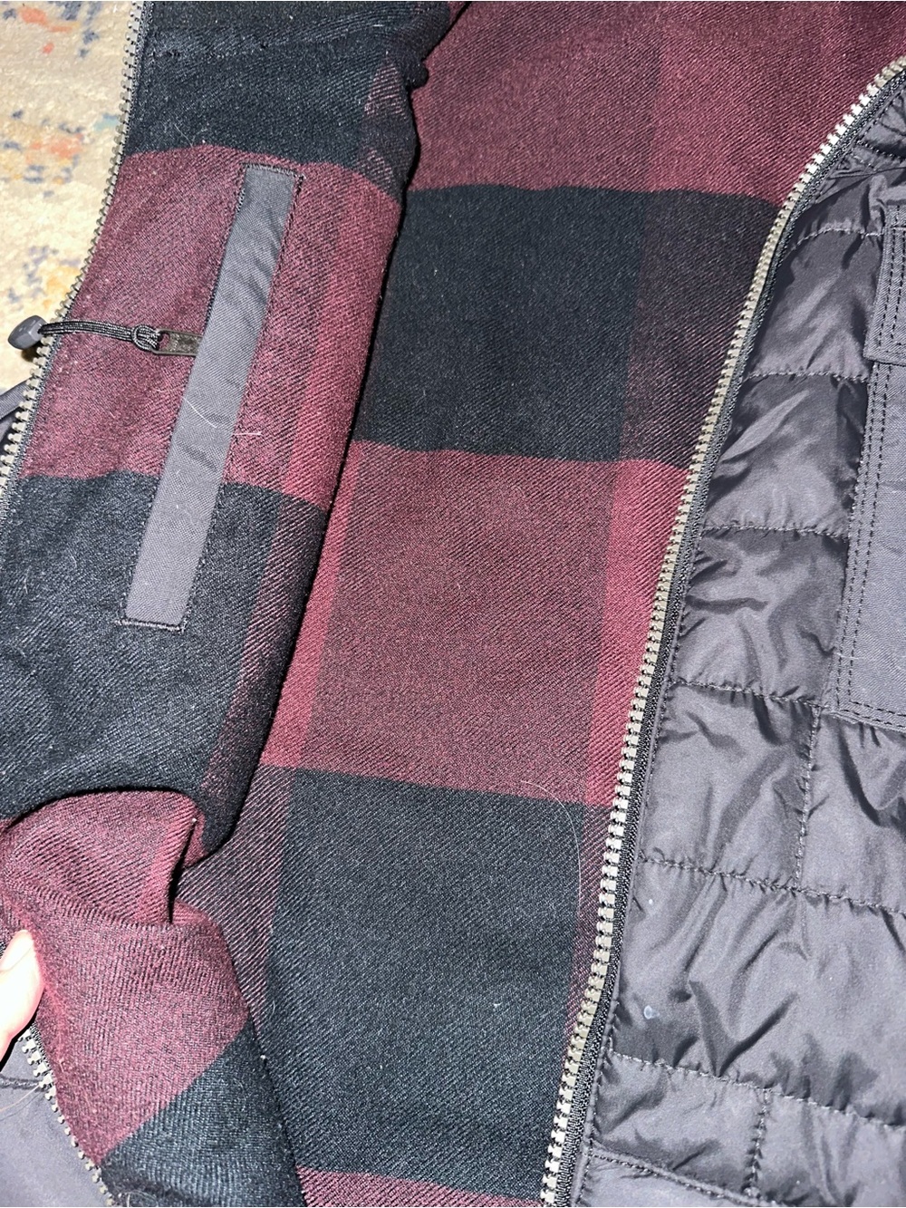 Carhartt Black Quilted Vest with Burgundy Lining Reversible, size XL - Picture 6 of 8